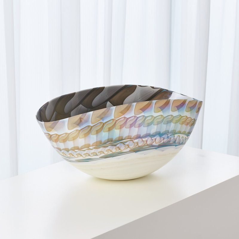 Global Views Glass Industrial Decorative Bowl in Ivory